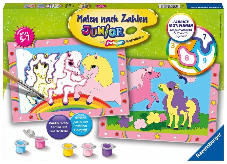 Mal-Set MALEN NACH ZAHLEN JUNIOR – SÜßE PONNYS 9-teilig