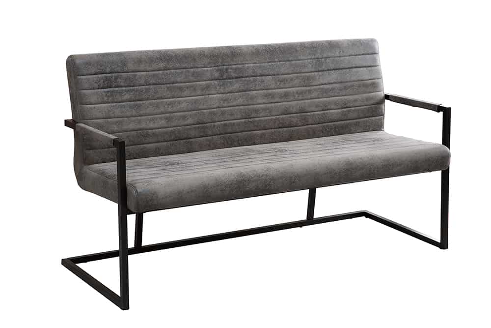 Industrial Freischwinger Bank LOFT 160cm vintage grau mit Armlehne