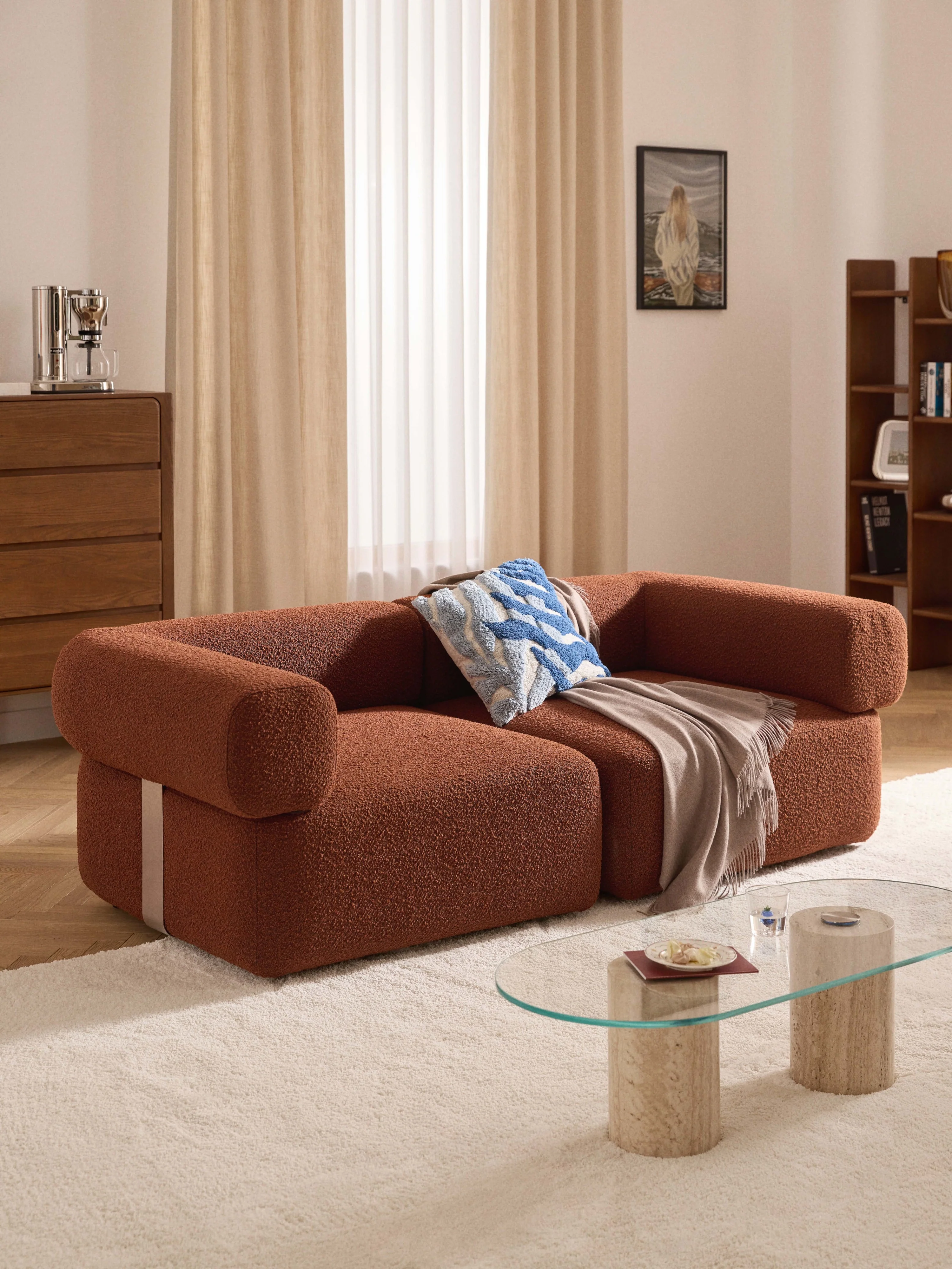 Modulaire bank Anton (3-zits) van bouclé