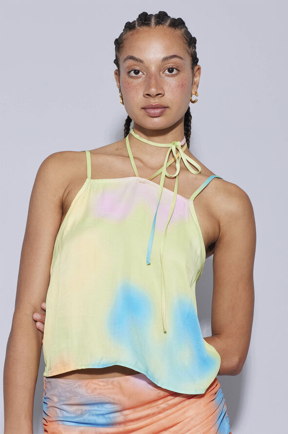 Oval Square Alexi Top Lime flower aop