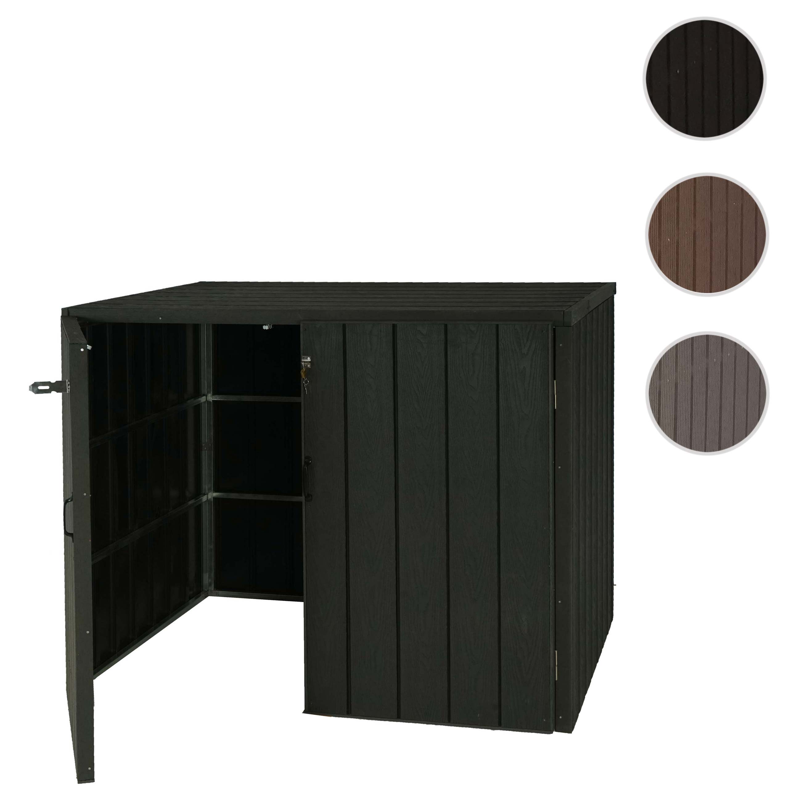 XL 2er-/4er-WPC-Mülltonnenverkleidung MCW-J28, Premium Mülltonnenbox, Metall Holzoptik, erweiterbar ~ anthrazit