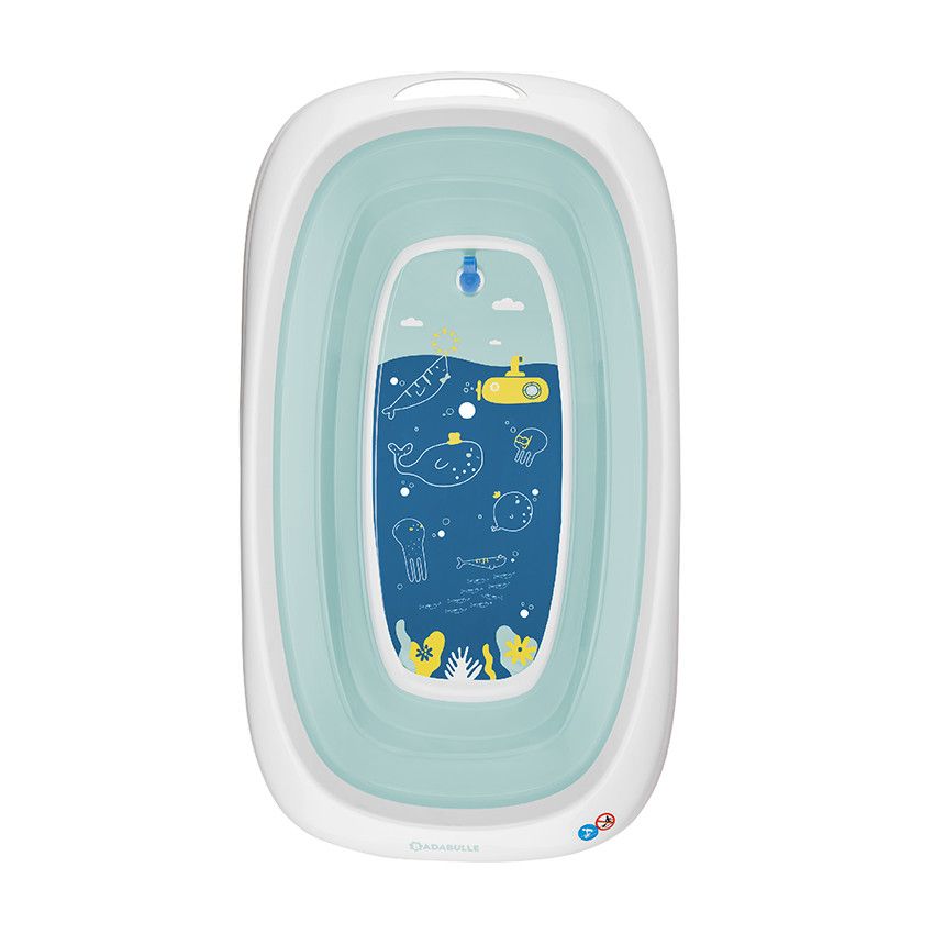 Baignoire pliable avec fond ludique marin bleu - Ecru