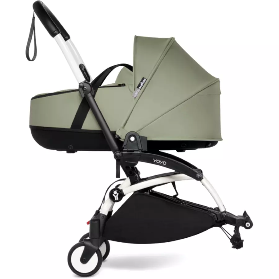 BABYZEN Kinderwagen YOYO 0+ connect White mit Liegewanne Olive