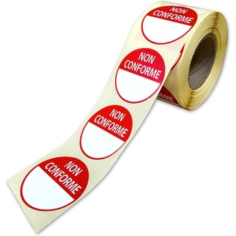 Rouleau de pastilles adhésives -Non Conforme + zone texte -500 ex