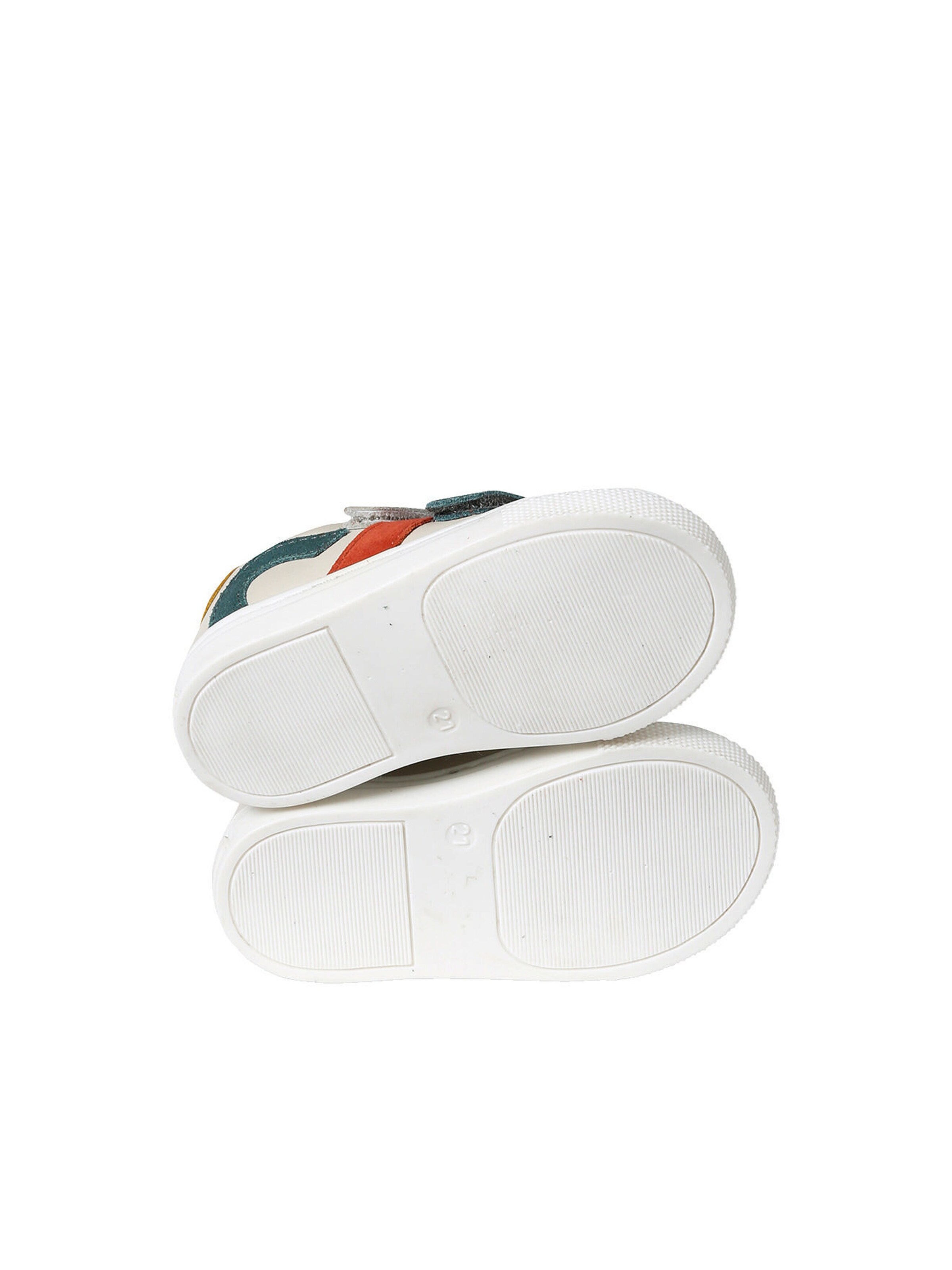 Vertbaudet Baby Klett-Sneakers beige/tannengrün/ocker