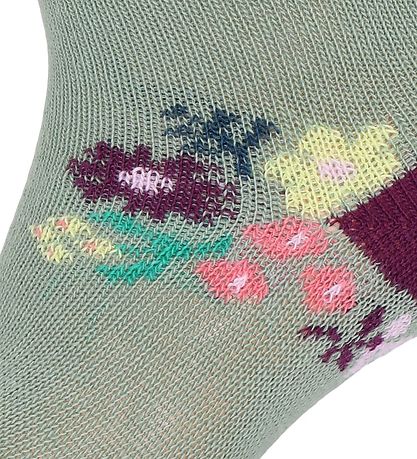 Melton Strømper - Petit Flowers -  Grøn