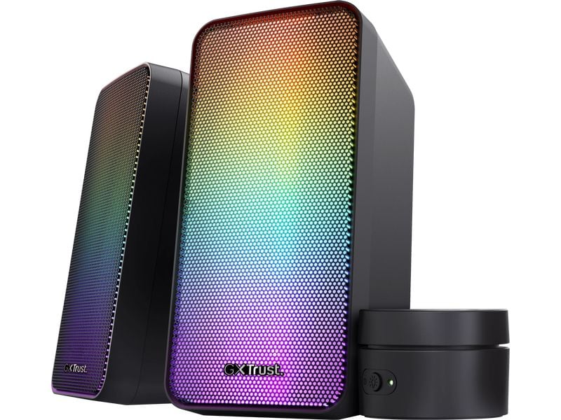 Trust PC-Lautsprecher GXT 611 Wezz «Sehen» Sie den Sound mit diesem eleganten Lautsprecherset mit pulsierender RGB-Beleuchtung und klarem Sound