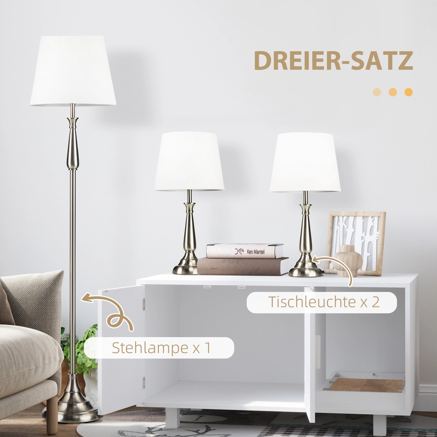 HOMCOM Stehlampen-Set mit E37 Fassung weiß