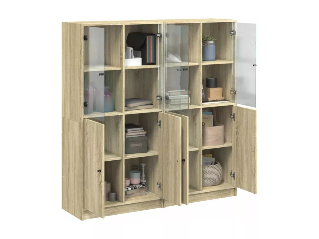 Bibliothèque avec portes chêne sonoma 136x37x142 cm