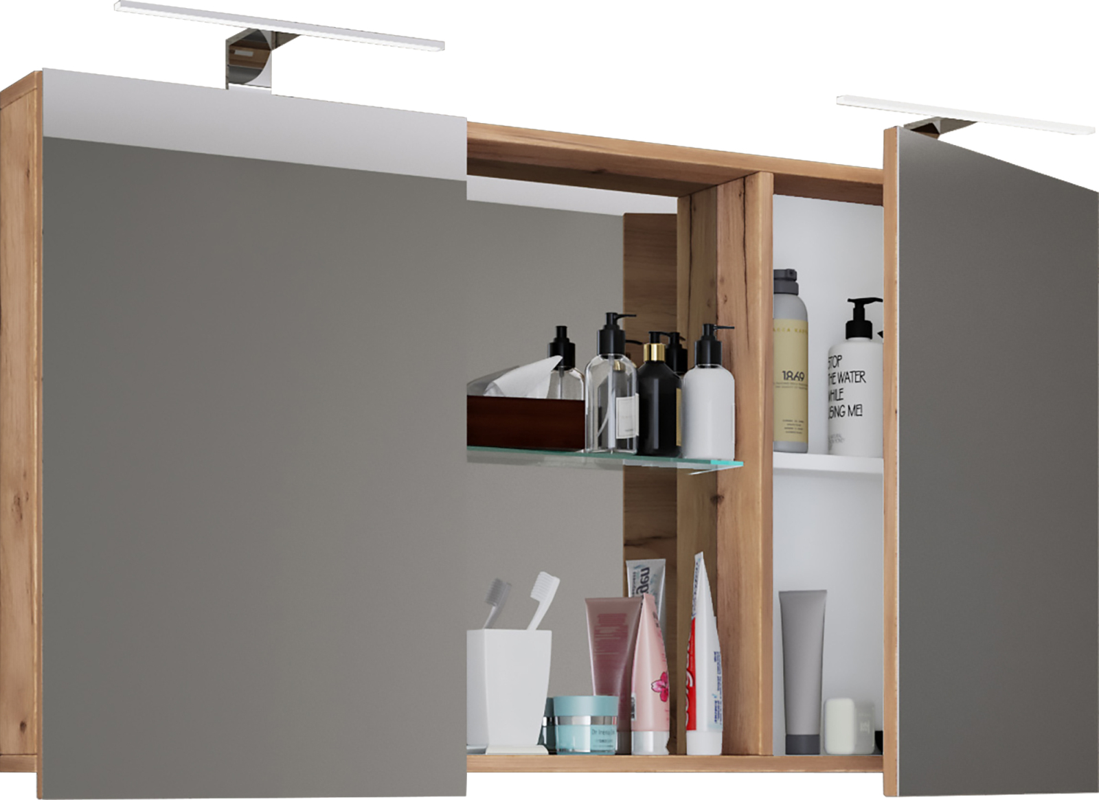 Spiegelschrank BUDASI - Honig-Eiche - 112 cm
