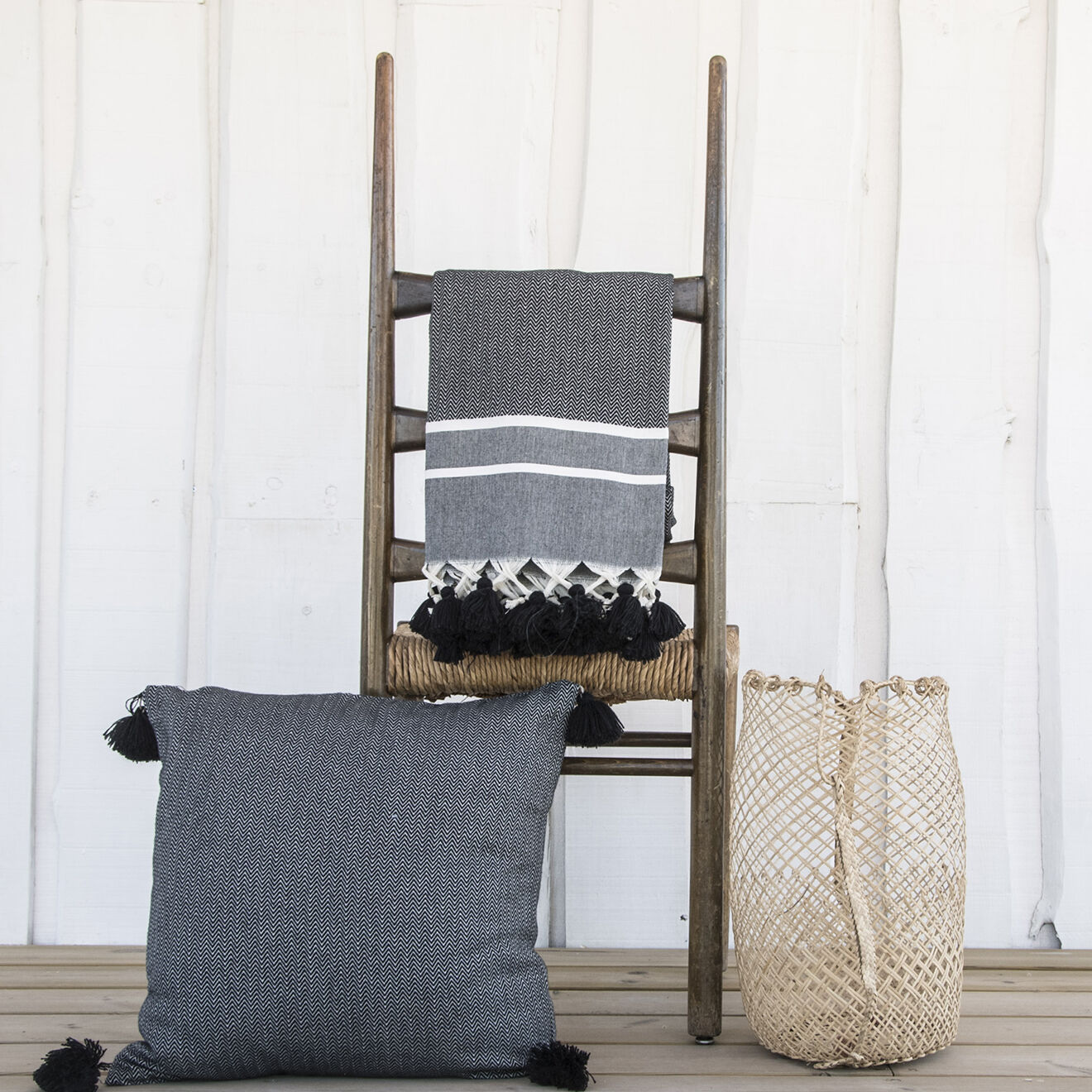 Febronie Housse de coussin unie noire - 50x50 cm