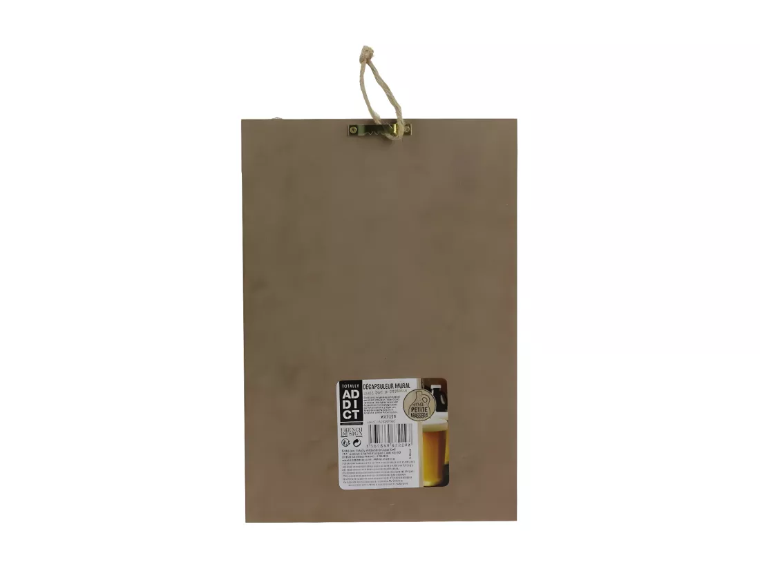 Décapsuleur mural avec bac à capsule - Bois