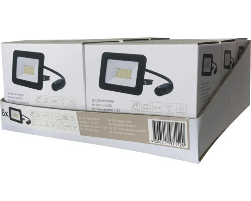 LED wandspot IP65 20W 3300 lm 4000 K neutraal wit, voedingskabel 3G1.0mm² H05RN-F 0,3 m + snelsluiting, BxDxH 130x57x132 mm