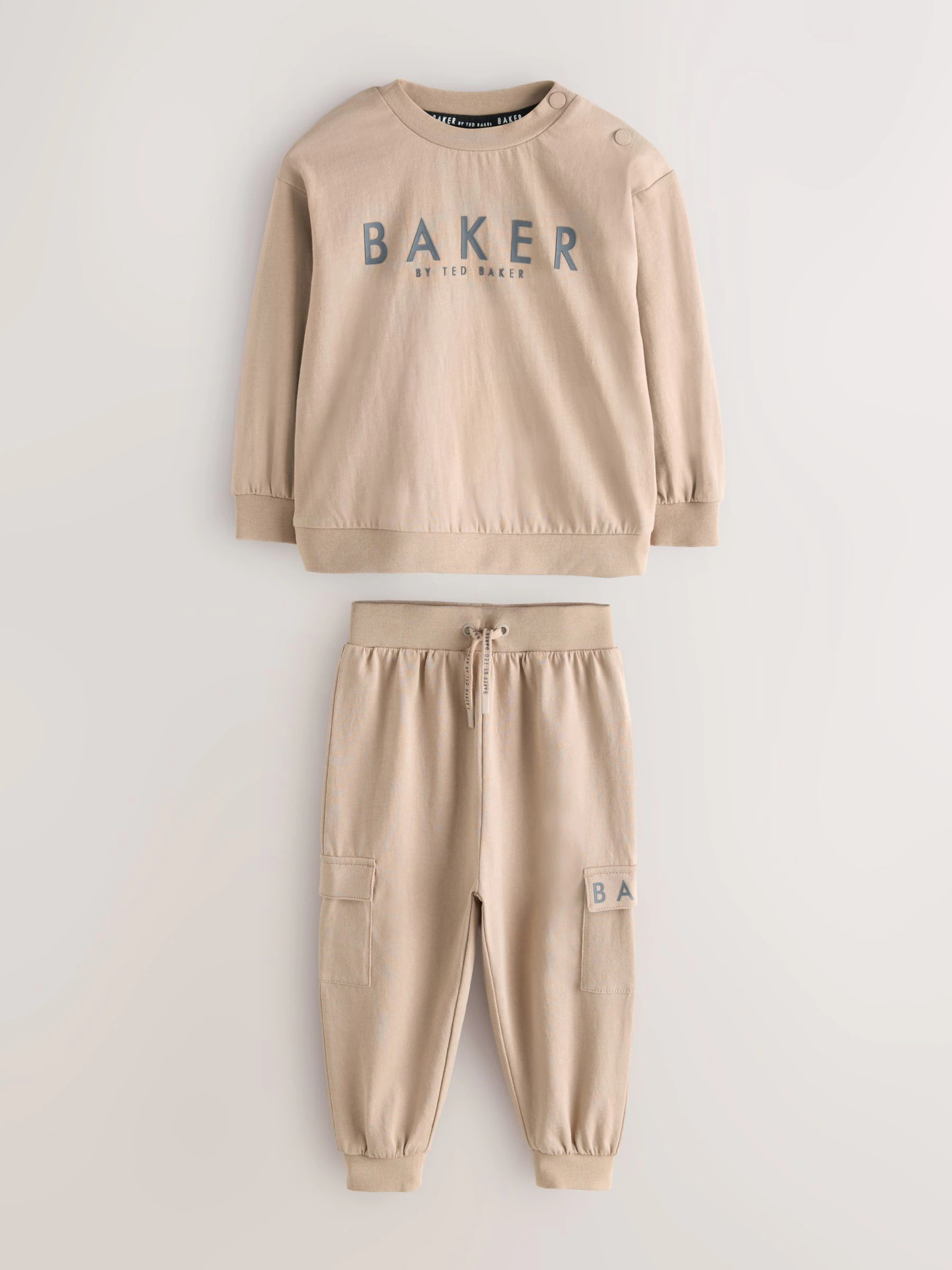 Baker by Ted Baker 3 Piece Stone Borg Gilet, Sweatshirt and Joggers Set