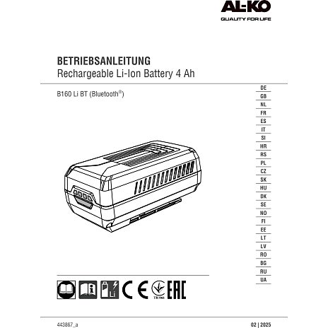 AL-KO batteri 36 v maks. / 4,0 ah li-ion
