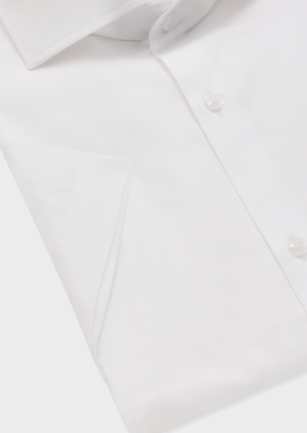 Chemise manches courtes Slim en satin de coton uni blanc