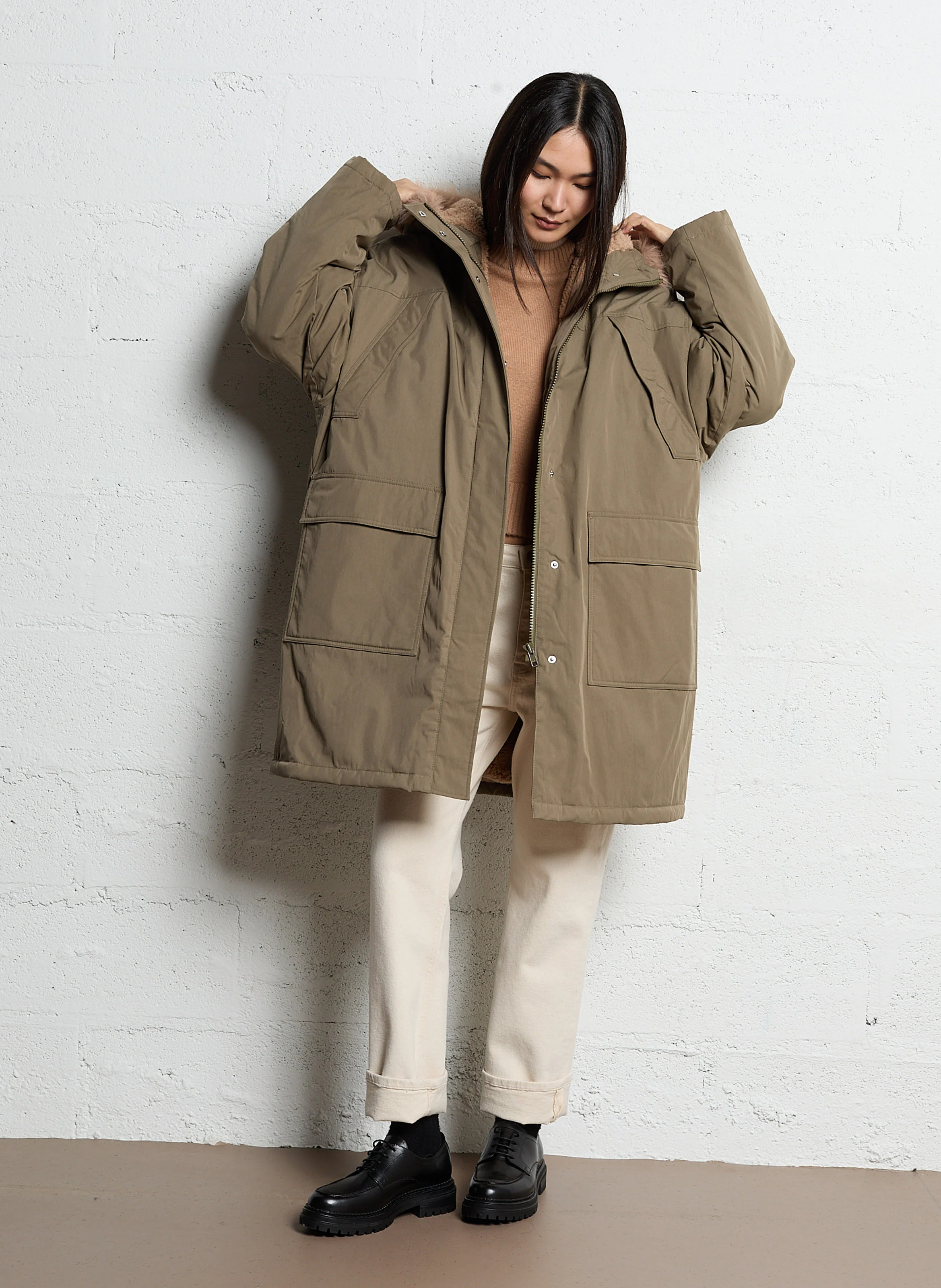 HOGGAR - Parka longue en coton mélangé | Beige