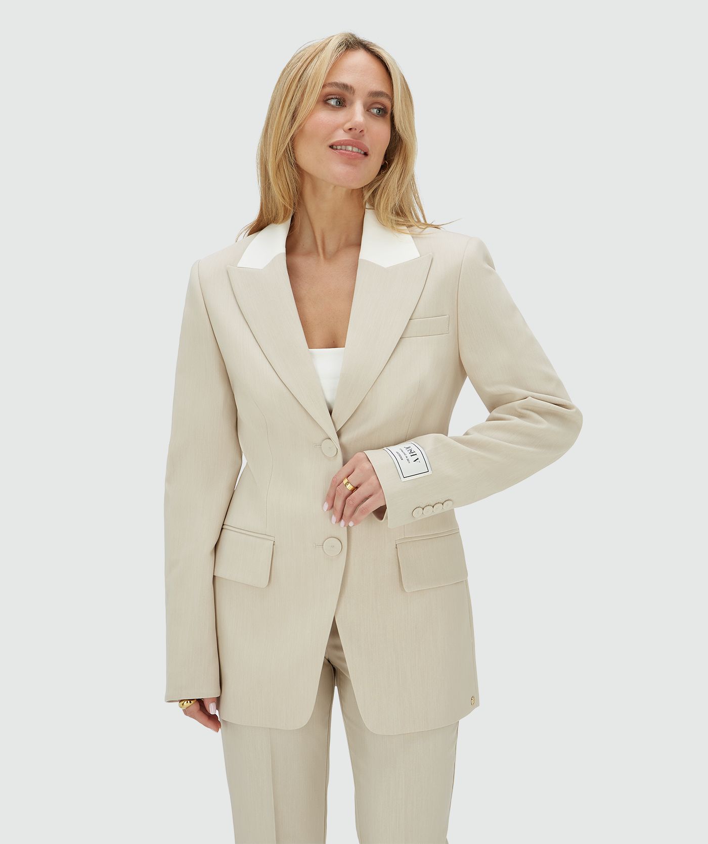 JV-NILA fitted blazer - ecru melange