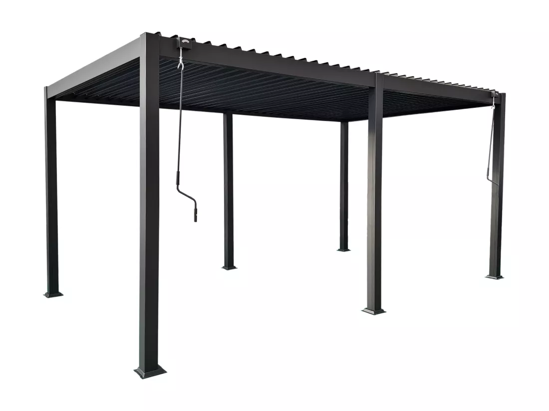 Pergola bioclimatique autoportante en aluminium avec lames orientables - 15 m² - anthracite - AMALFI