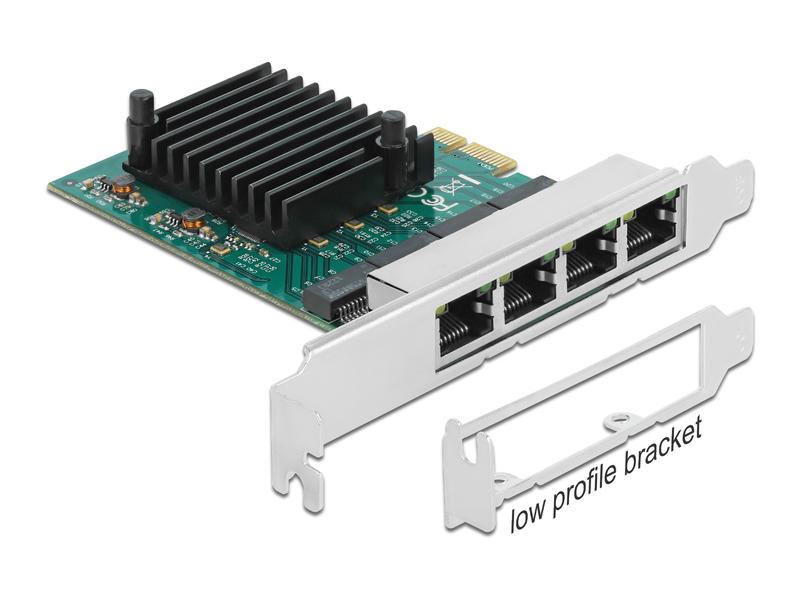 Delock Netzwerkkarte 4x 1Gbps, RTL8111 PCI-Express x1 Delock PCI Express x1 Karte 4 x RJ45 Gigabit LAN RTL8111