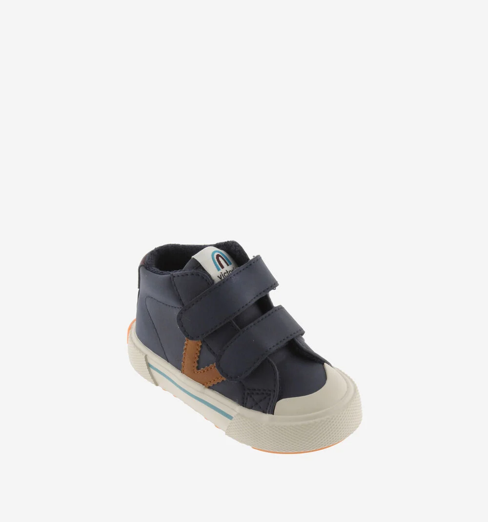 TRIBU SCRATCH EFFET CUIR Bottines pour garçon semelle fluor MARINO