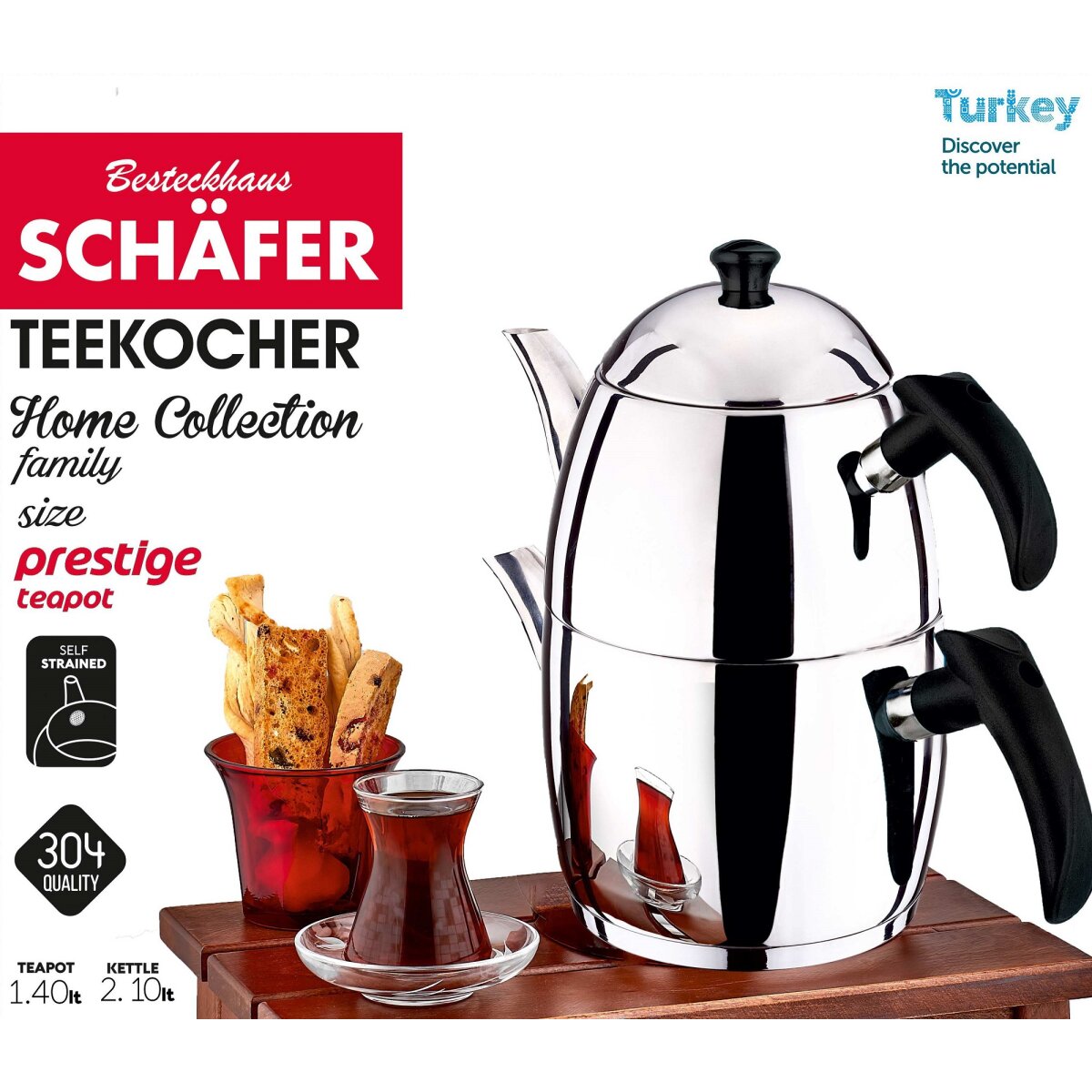 Teekessel 1,4 und Wasserkessel 2,1 Liter 18/10 Edelstahl