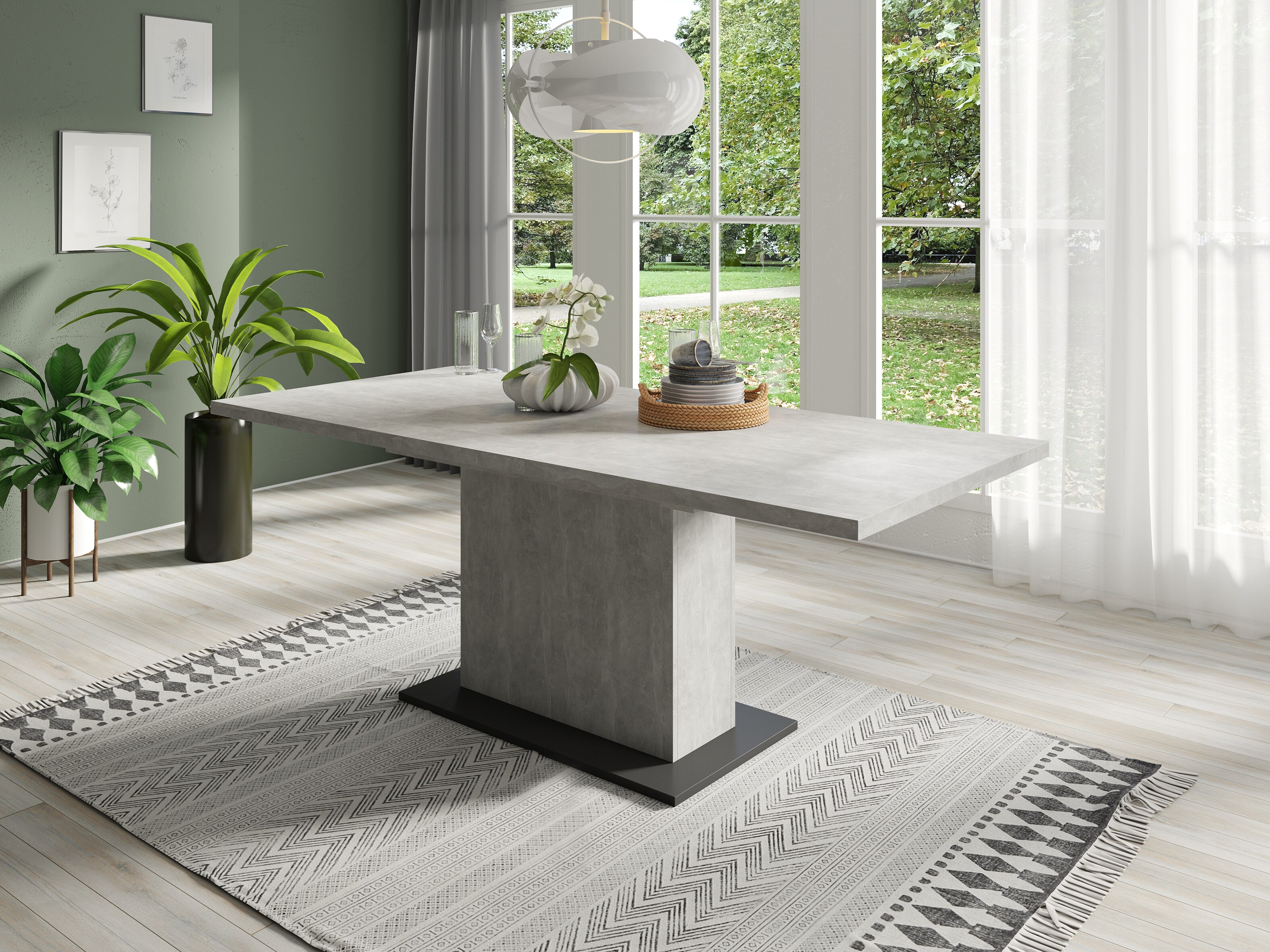 byLIVING Esstisch ATHEN, Breite 160 cm, mit Auszug 200 cm, Beton-Optik/anthrazit