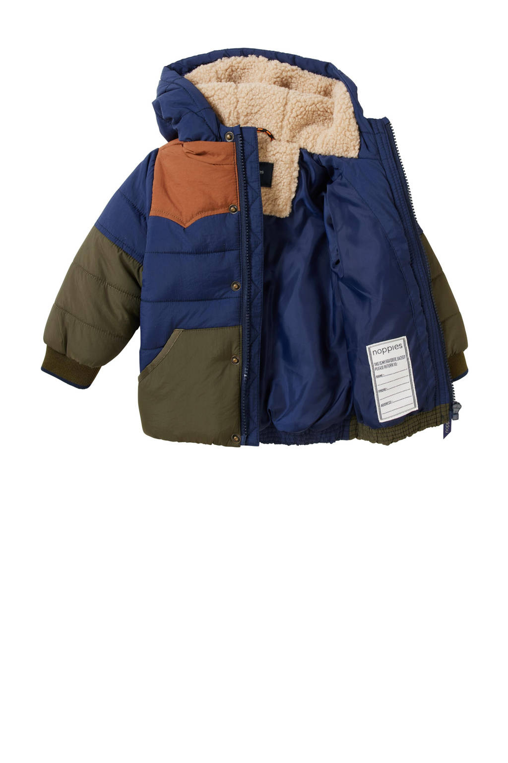 Noppies gewatteerde winterjas Jacket donkerblauw/army/bruin