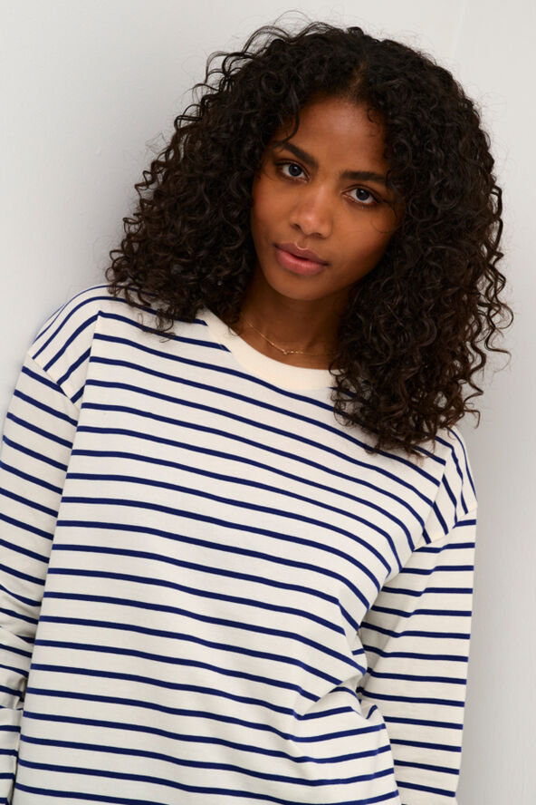 Kaffe KAwinny LS T-Shirt Antique white / beacon blue
