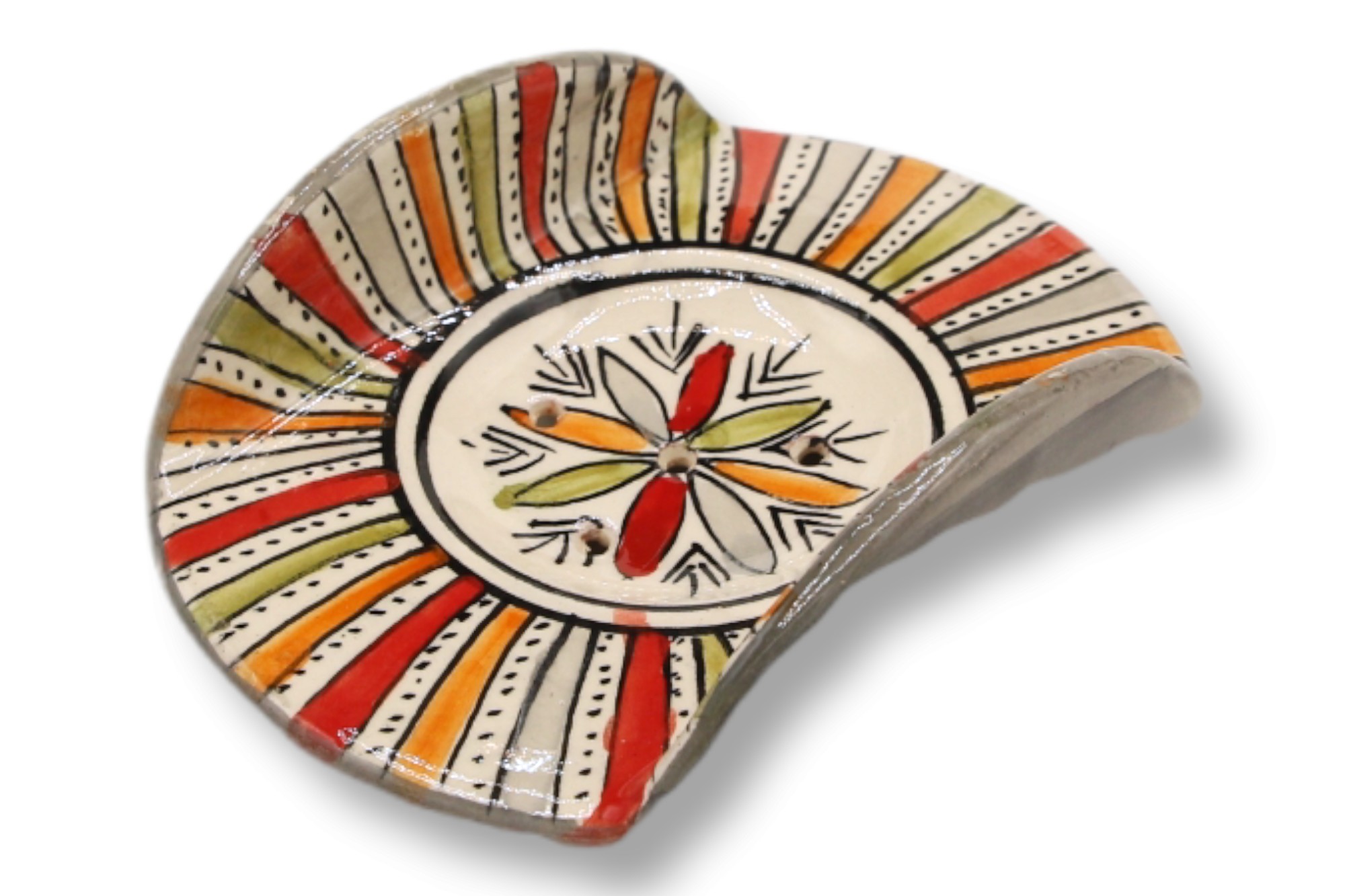 Keramik-Seifenschale, multicolor, T 13 cm, B 10 cm, H 4 cm von fischer's lagerhaus