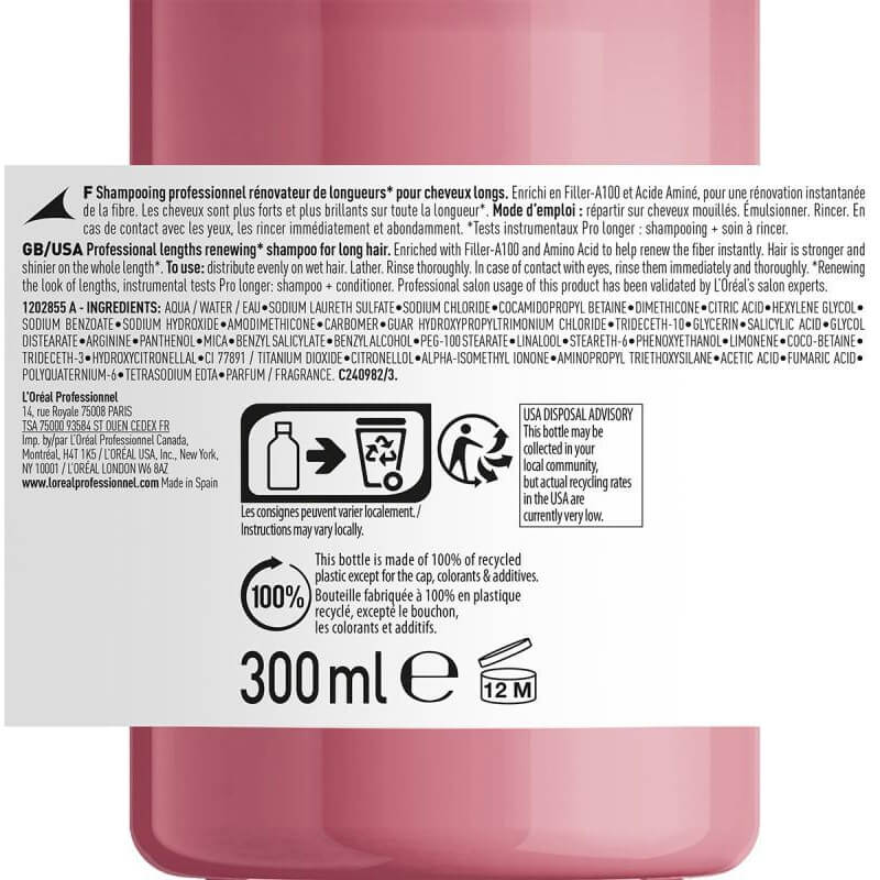 Shampooing Pro Longer L'Oréal Professionnel 300ML Rechargeable