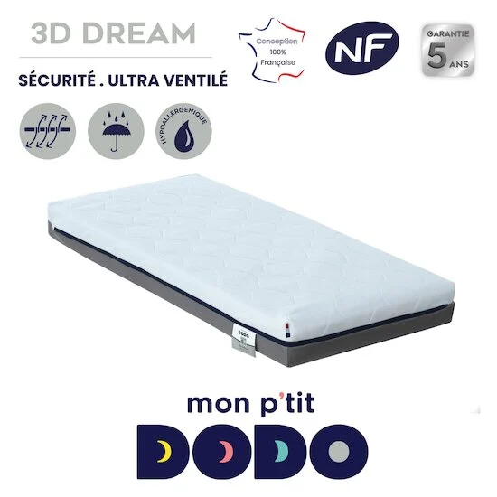 Matelas 3D Dream ultra respirant et ventilé   60 x 120 cm   de               P'tit Dodo
