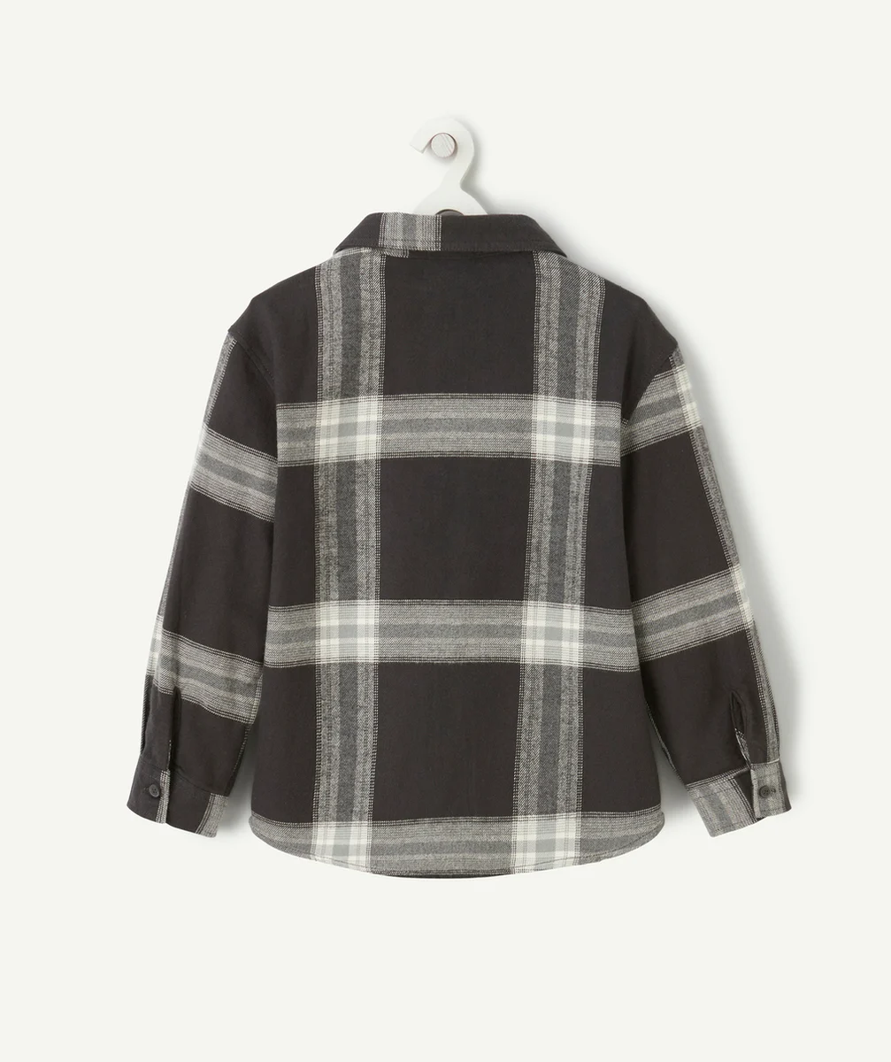 CHEMISE MANCHES LONGUES GARÇON À CARREAUX GRISE
