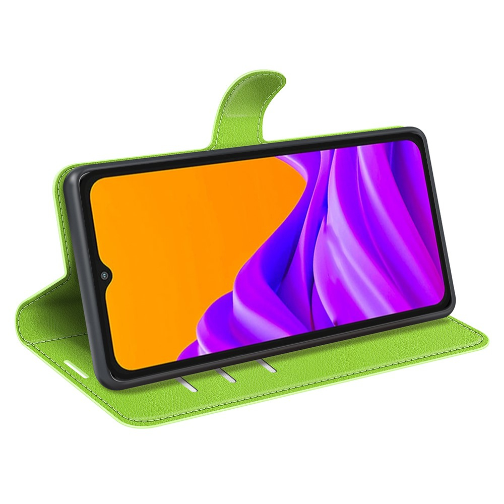 Samsung Galaxy XCover7 Pro Leder Tasche Flip Cover Litchi Look - Grün