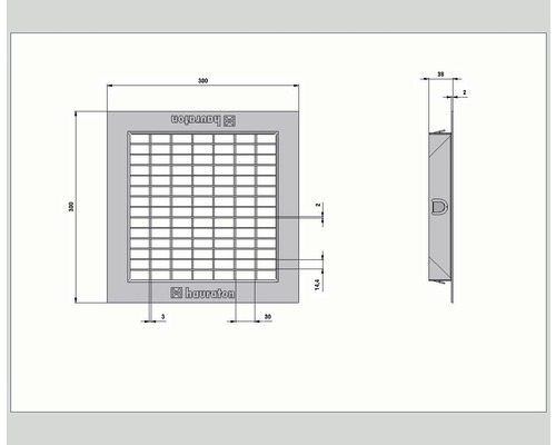 Hauraton Faserfix POINT Standaard verzinkt rooster voor erfafvoer 300 mm x 300 mm x 38 mm