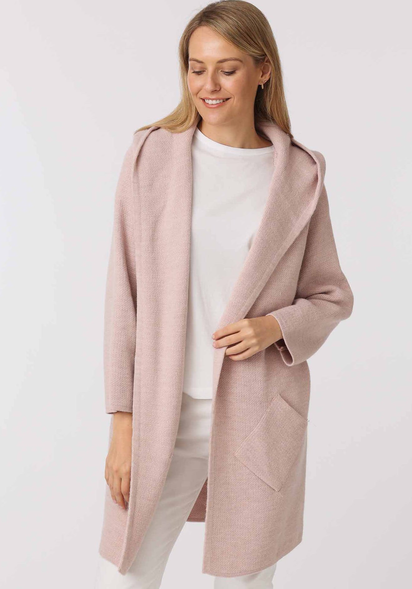 Zwillingsherz Strickjacke Langarm, bequem, Taschen, One Size, ohne Verschluss, Kapuze