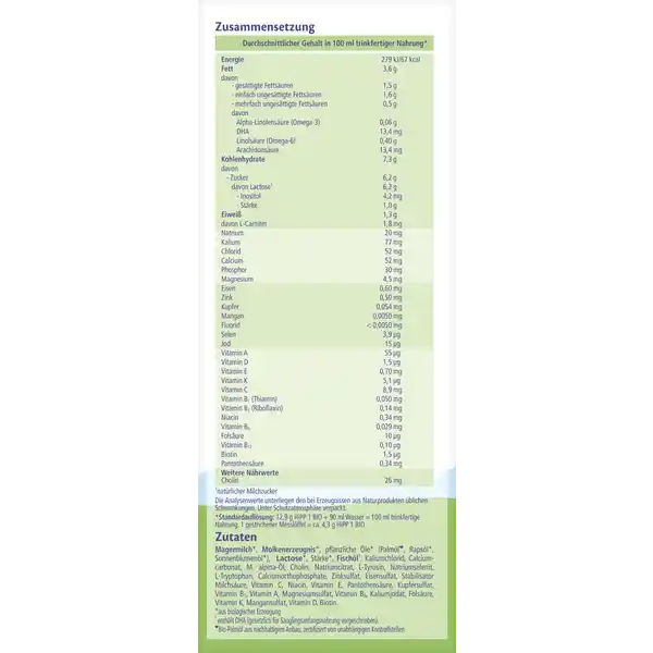 Bio Anfangsmilch 1 von Geburt an