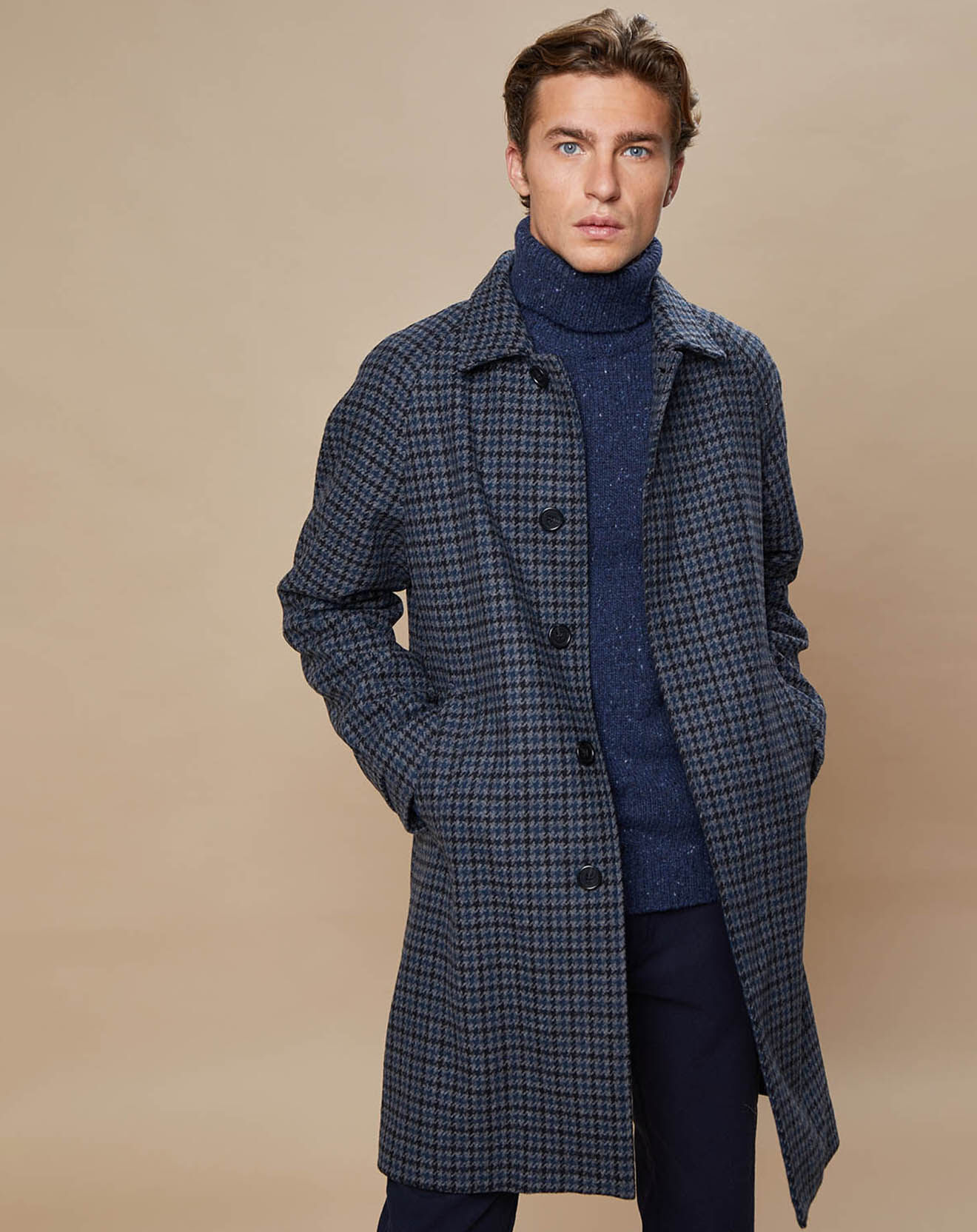 Hartford Manteau en Laine mélangée Calvin pied-de-poule gris/marine