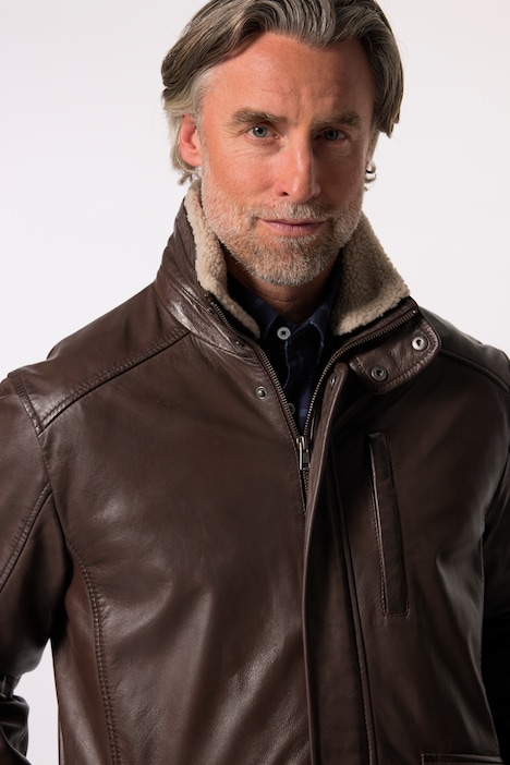 Boston Park Lederjacke, Leder, Teddykragen, Steppfutter, bis 80/82