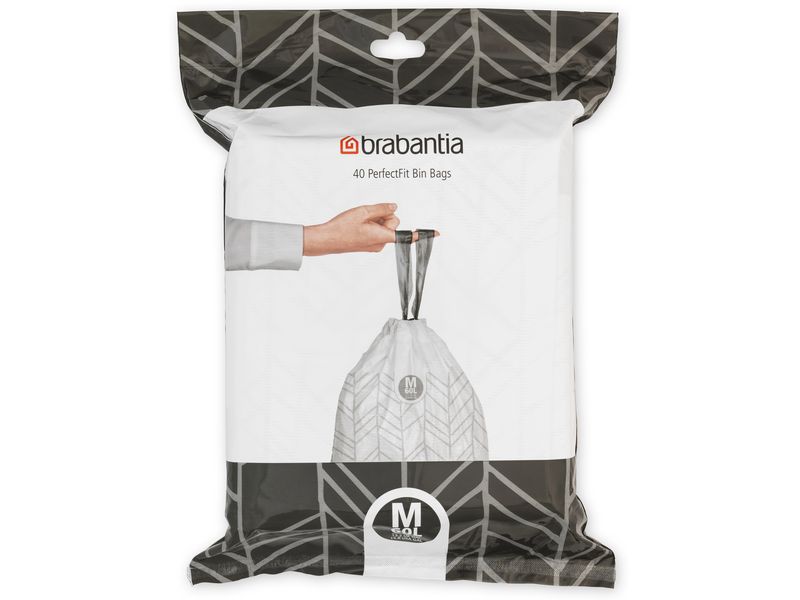Brabantia Kehrichtsack PerfectFit M 60 l, 40 Stück Müllbeutel, Spenderpack