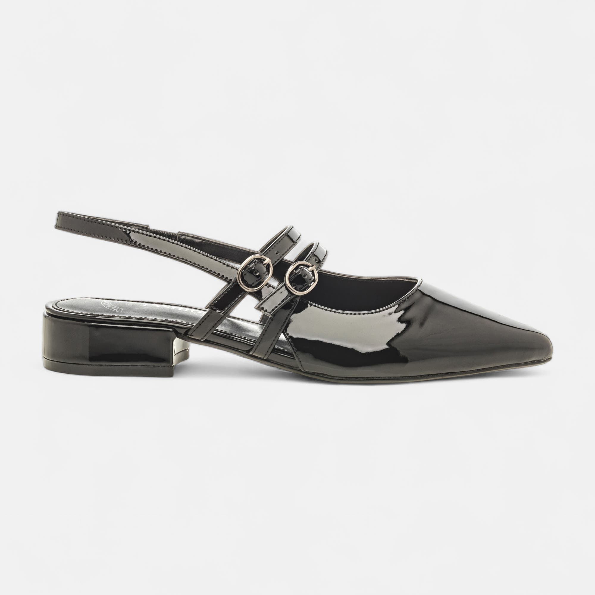 Escarpins avec bride arrière Femme noir vernis