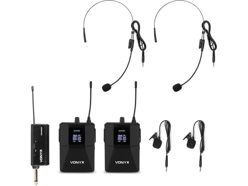 Vonyx Drahtlossystem WM552B Funksystem mit zwei Bodypacks und Empfänger