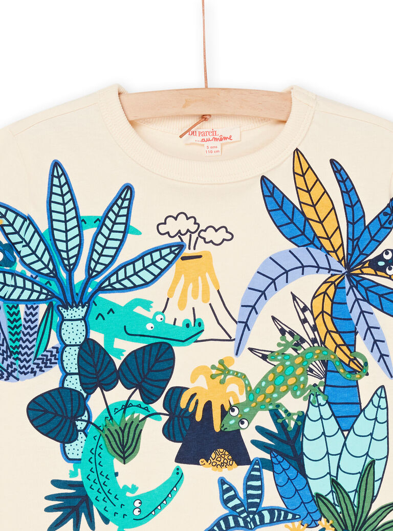 T-shirt crème à motifs jungle