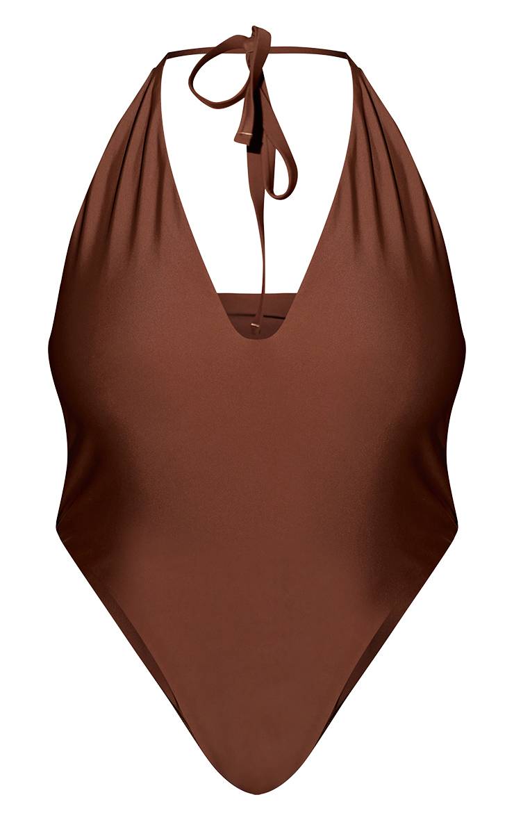 Chocolat Maillot De Bain Décolleté Grande Taille Basique