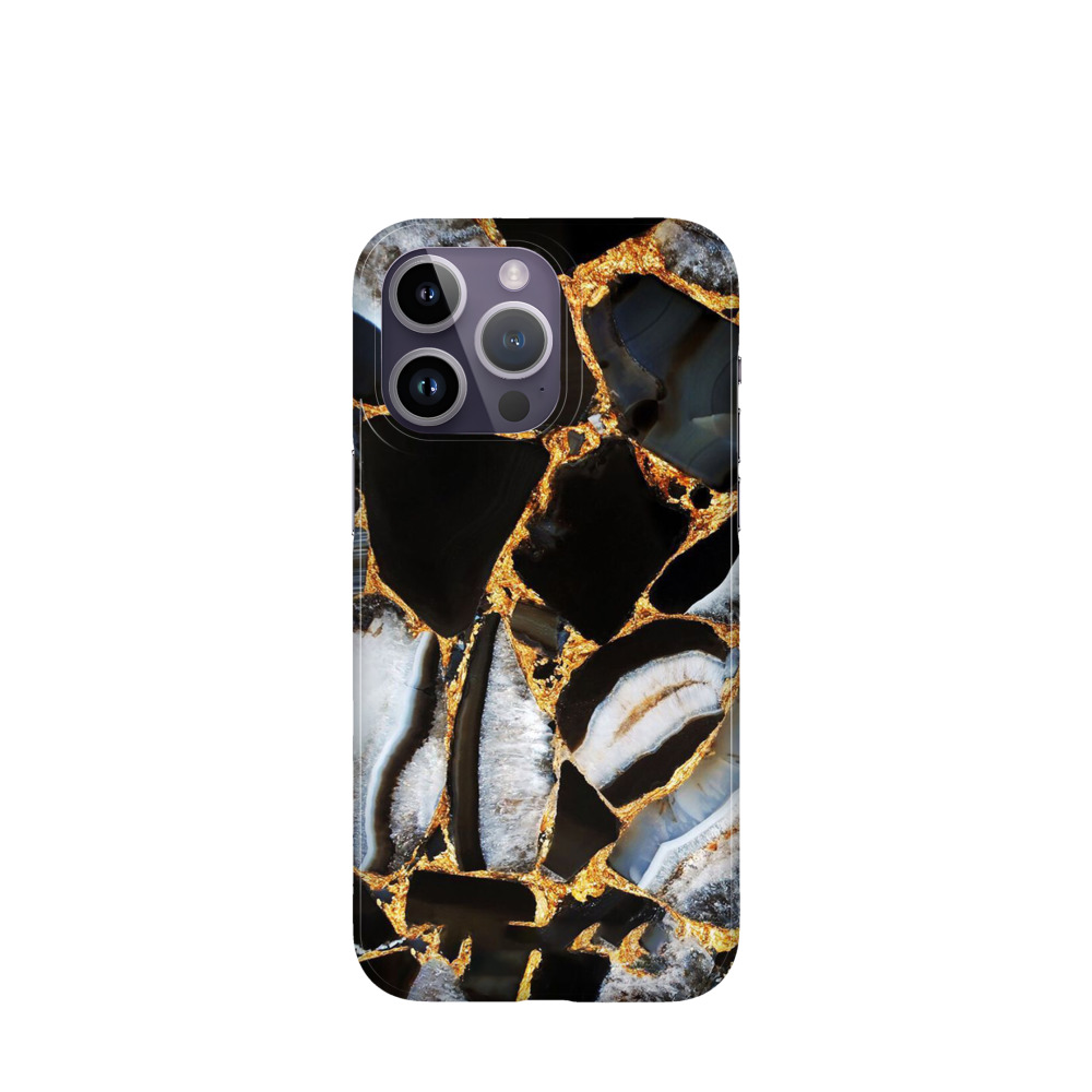 iPhone 14 Pro Max Kunststoff Hülle Marmor Marble 6 - Schwarz
