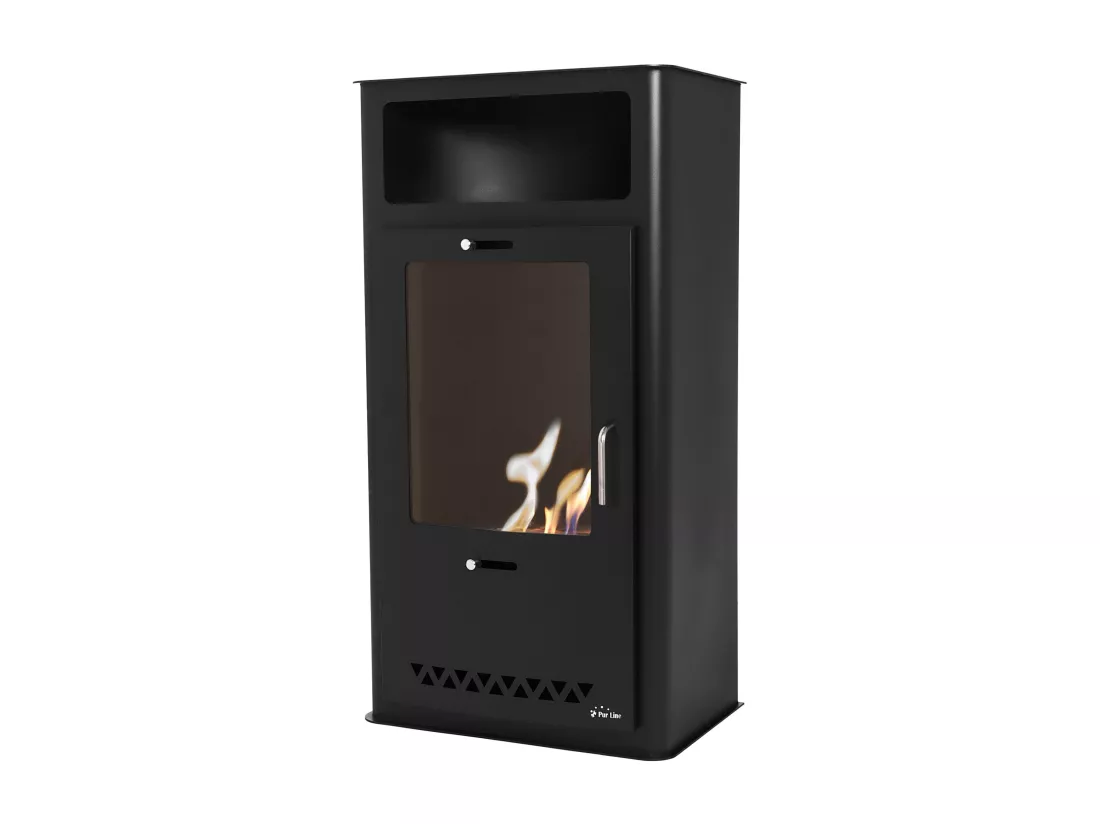 Poêle à éthanol 3kW design rectangulaire en acier noir