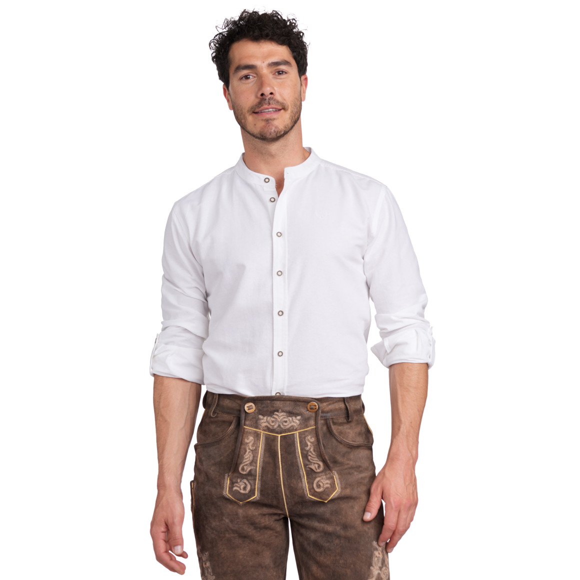VanVaan Herren Hemd mit Stehkragen weiss