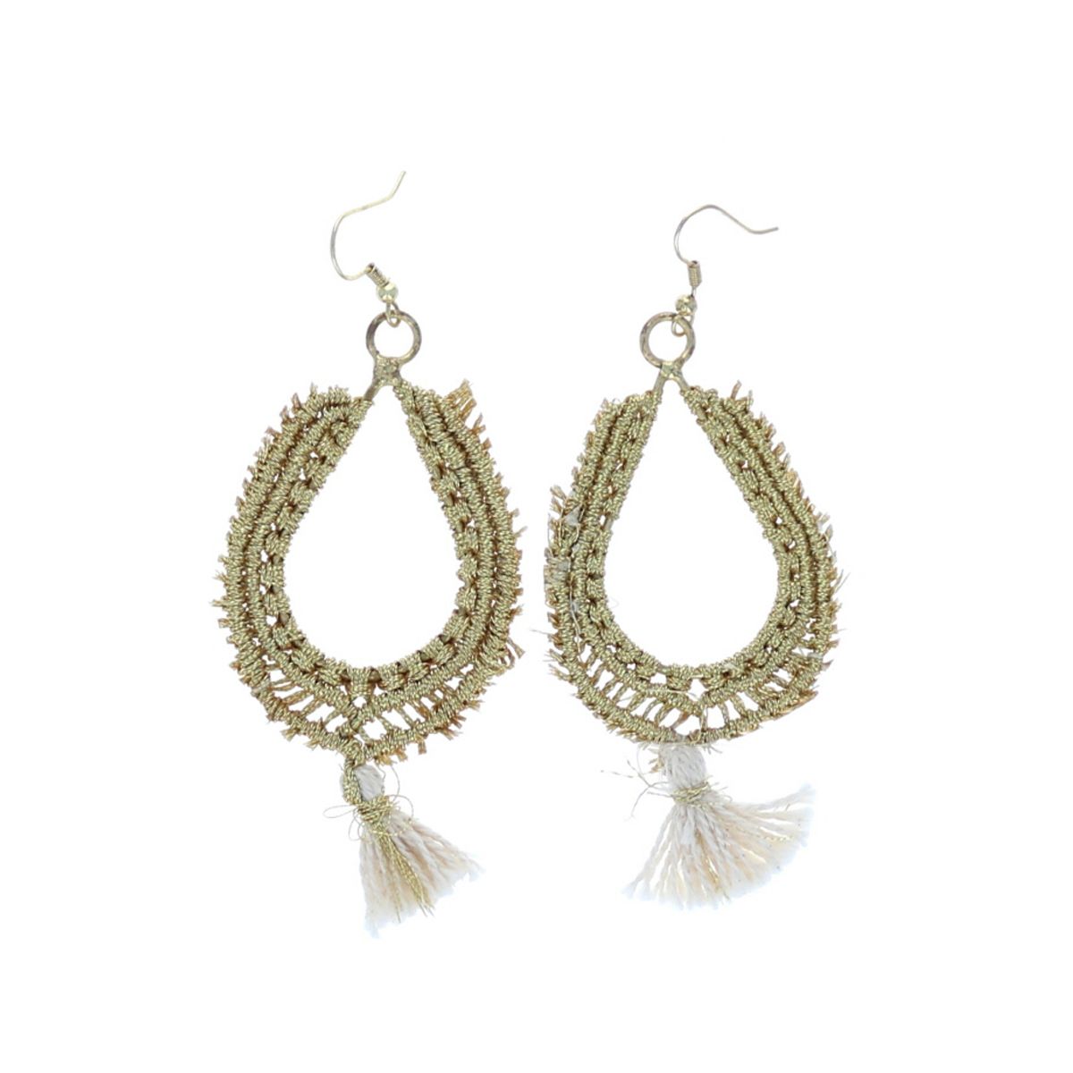 Boucle d'oreille doré et écru Pondie Chérie