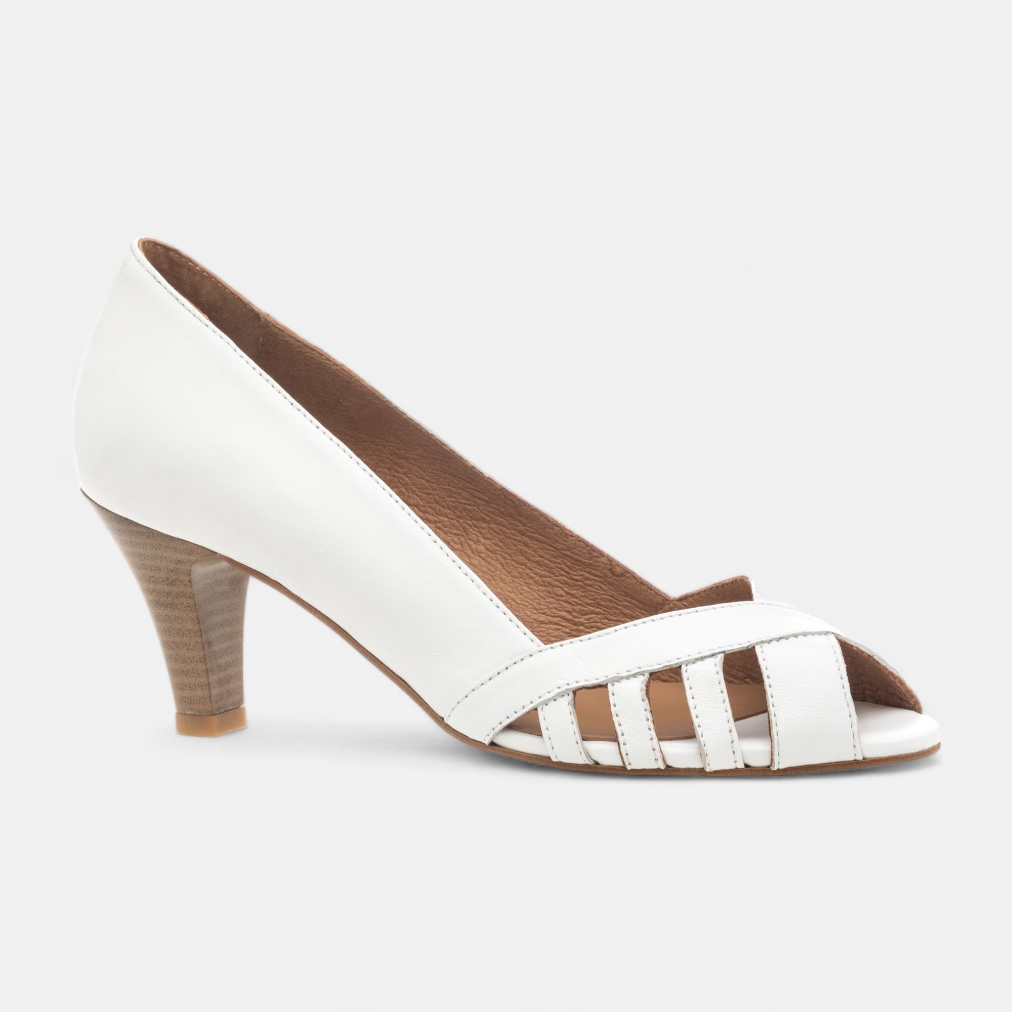 Nu-pieds à talon Femme en cuir blanc