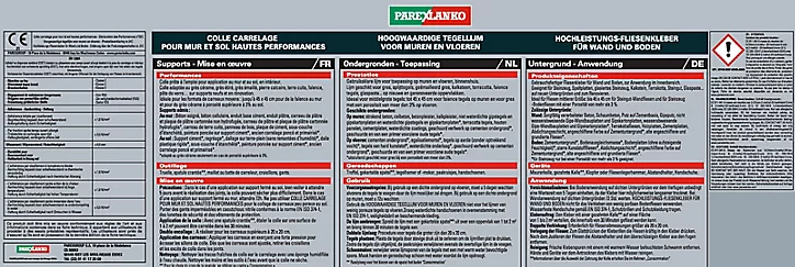 Colle pour carrelage mur et sol intérieur hautes performances blanc Parexlanko 25 kg